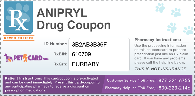 This Anipryl coupon provides significant prescription savings at pharmacies nationwide