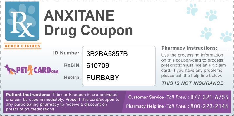 This Anxitane coupon provides significant prescription savings at pharmacies nationwide