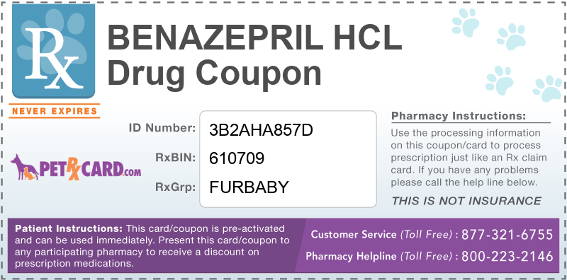 This Benazepril HCL coupon provides significant prescription savings at pharmacies nationwide