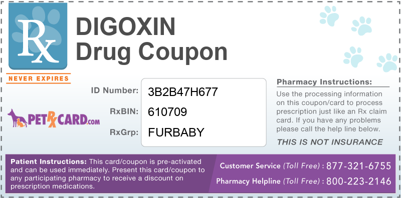 This Digoxin coupon provides significant prescription savings at pharmacies nationwide